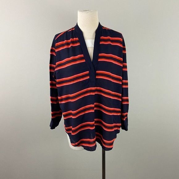 🌿4/$35 🌿GAP Blue‎ & Red Stripe Split Neck - Picture 2 of 9